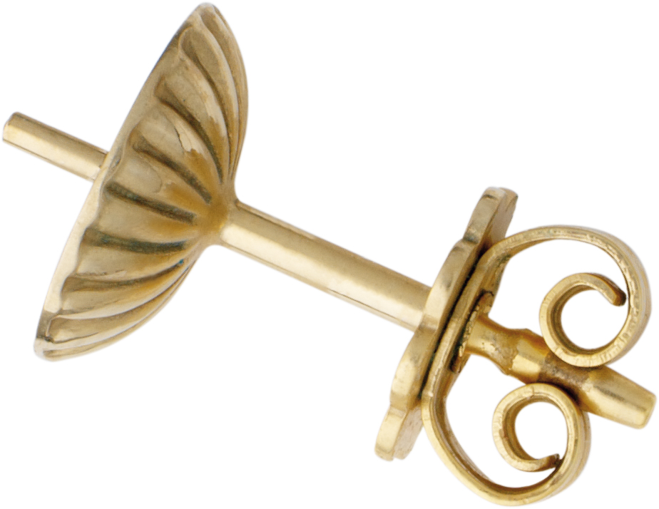 oorsteker met parelschotel Ø 8,00mm achterkantje met schotel goud 750/-gg