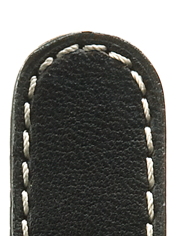 Lederband Jumbo 20mm schwarz mit genähter Schlaufe, Schnittkante und Kontrastnaht