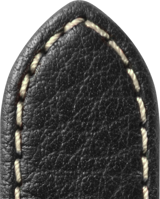 Lederband Ralley Waterproof 19mm schwarz mit weißer Naht Loch-Design
