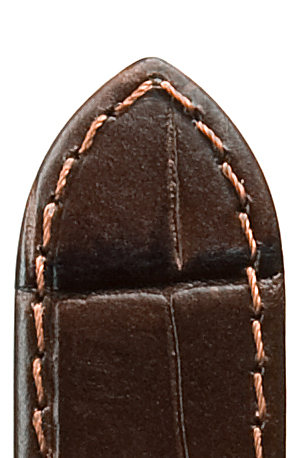 Leather band, Bali FS, 18mm, dark brown, elegant classic croc embossing