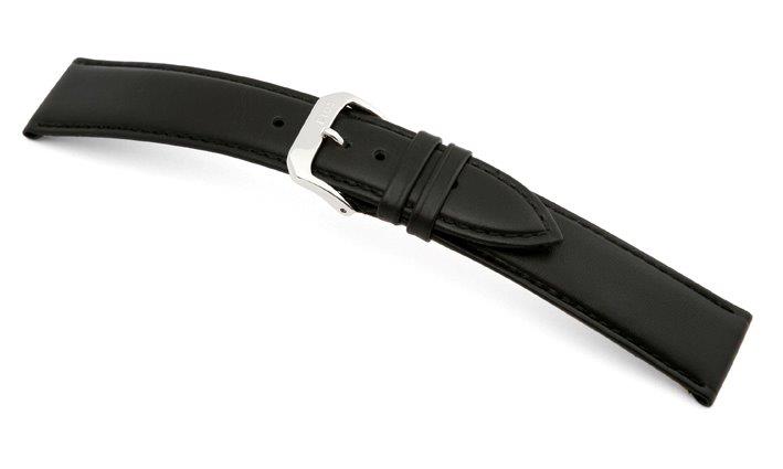 Leather strap Arezzo 22mm black, smooth
