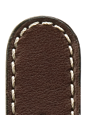 Leather band Jumbo, 22mm, dark brown, with sewn loop, cut edge, and contrast stitching